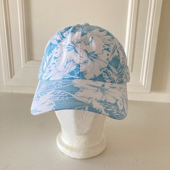 American Needle Free People Waikiki Flower Print Blue & White Baseball Cap Hat - Picture 1 of 5